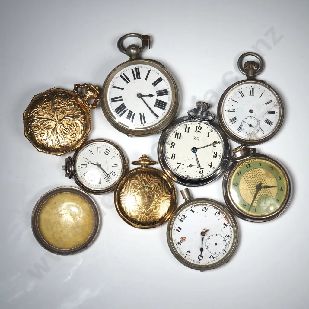 Hunter &  Half Hunter Pocket Watches. One W Chain. One Majestime Ornate Pocket Watch. Circa 1970b Image 1++