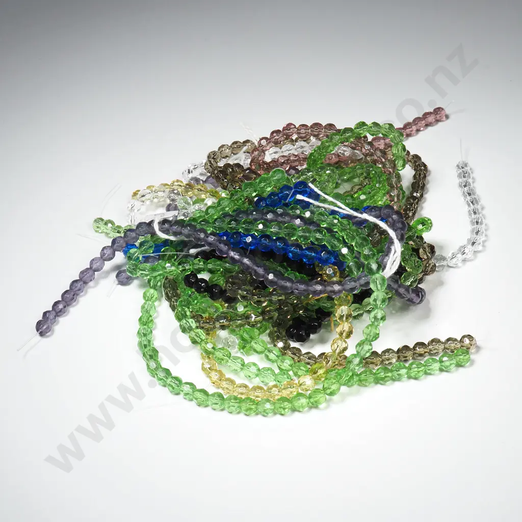 Selection of Strands of 6mm Faceted Glass Beads in Assorted Colours Image 1++