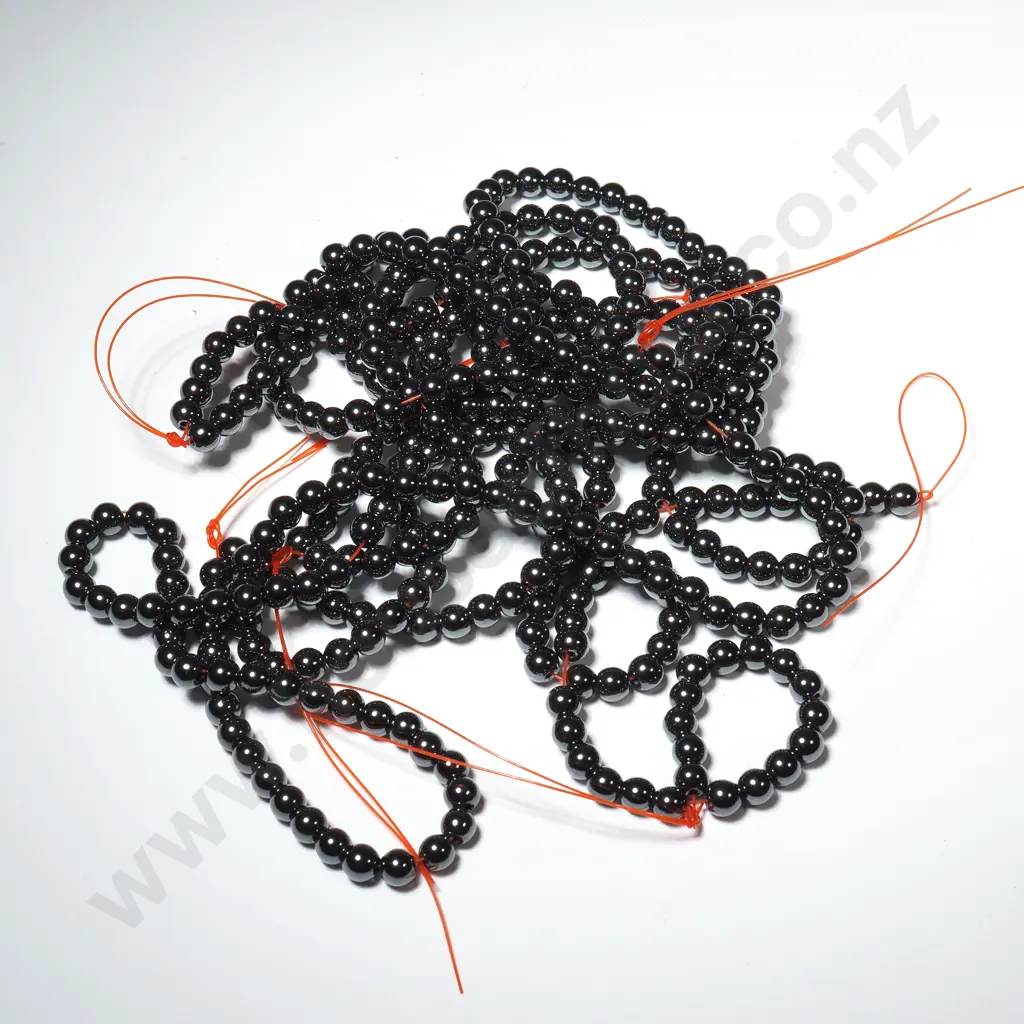 Six Hematite 6mm Bead Necklaces Image 1++