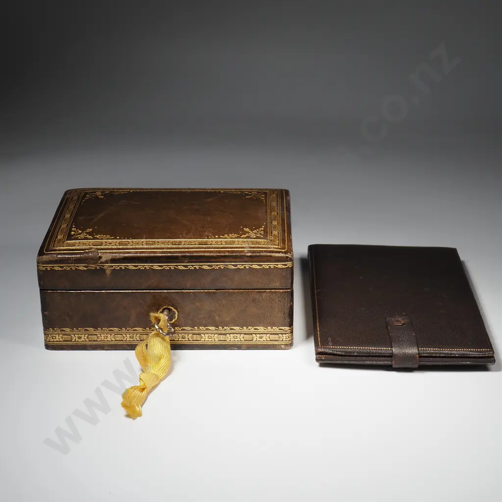 Leather Jewelley Box with Tooled Decoration & A Travelling Leather Photo Frame  Image 1++