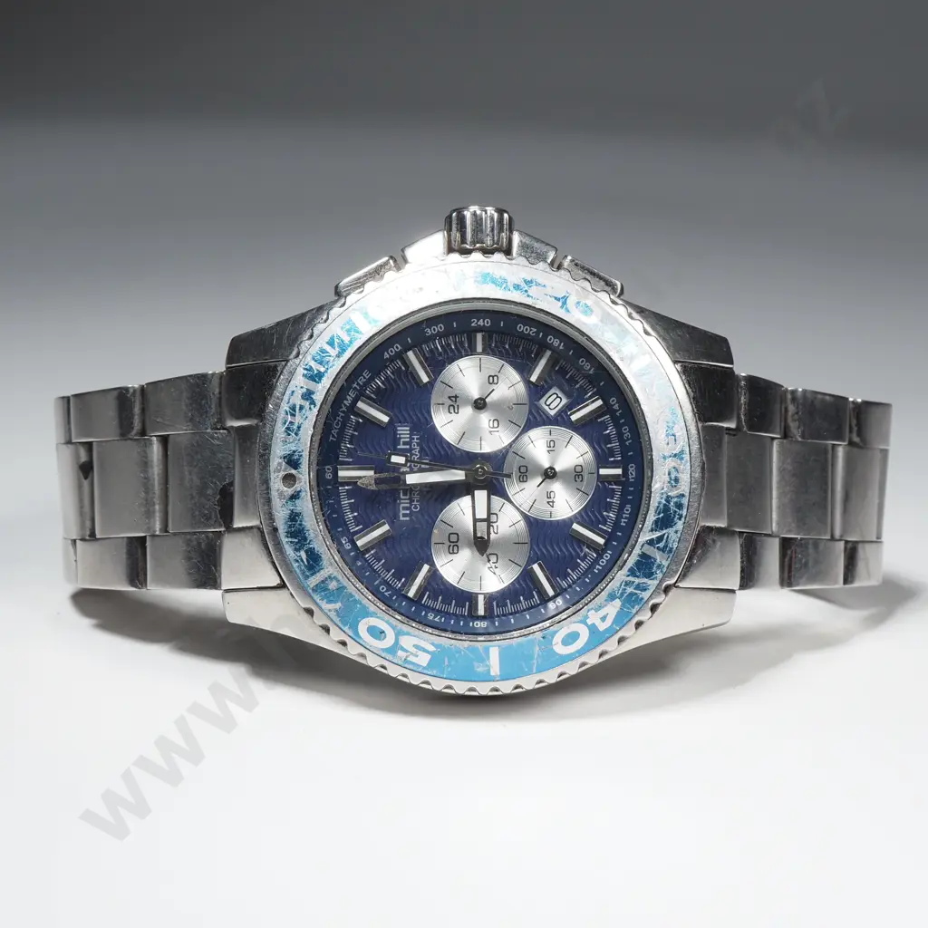 Michael Hill Men's Wristwatch w Stainless Steel Bracelet & Blue Dial Image 1++