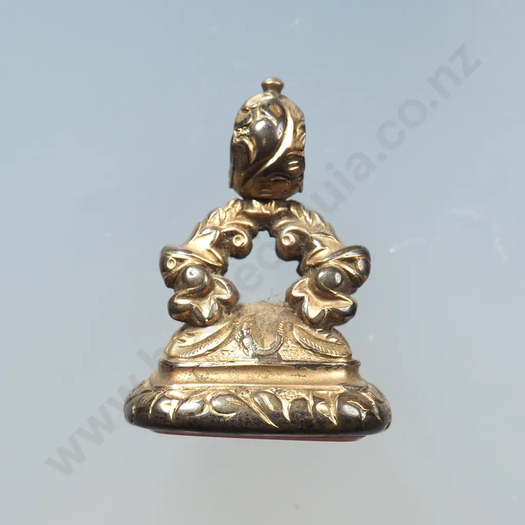 Antique Gold Plate Fob Set w A Carnelian  Image 1++