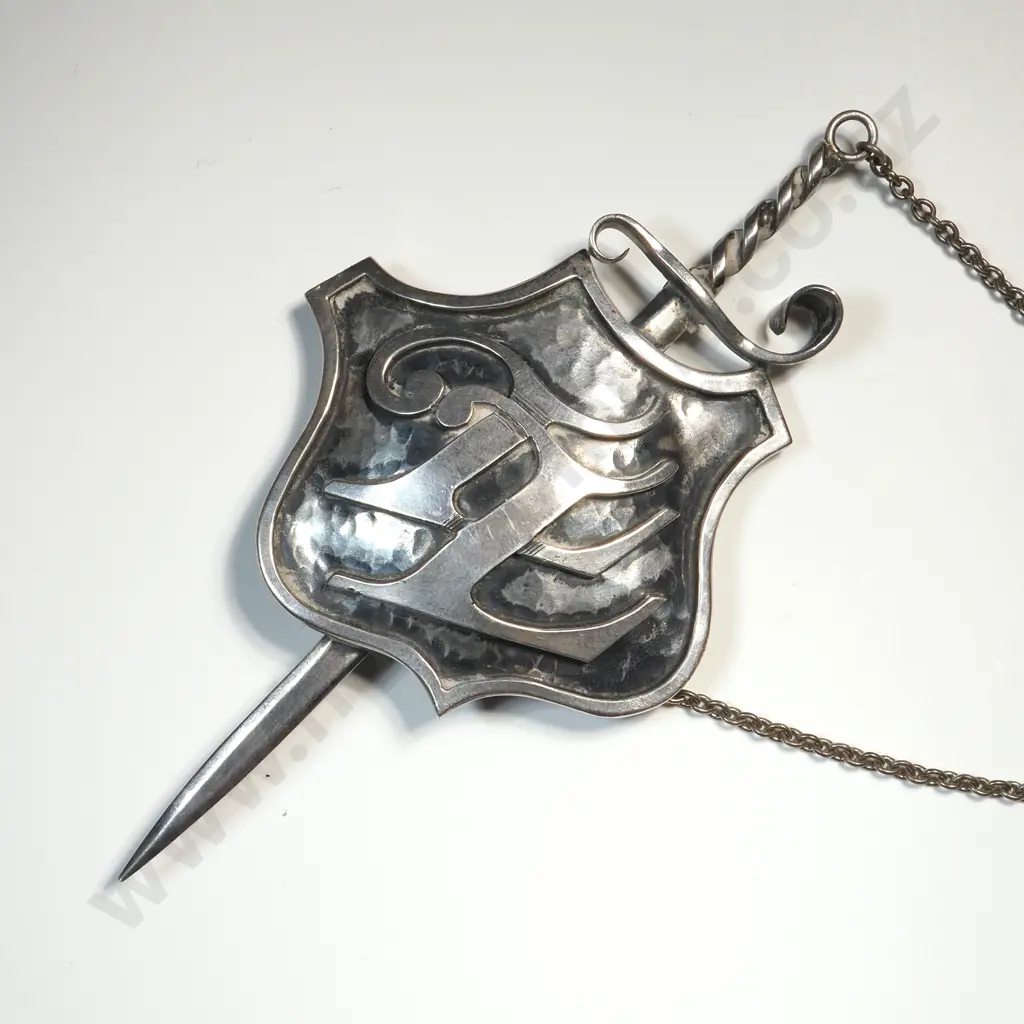 Impressive Patoni Silver Sword Brooch w LL Crest Image 1++