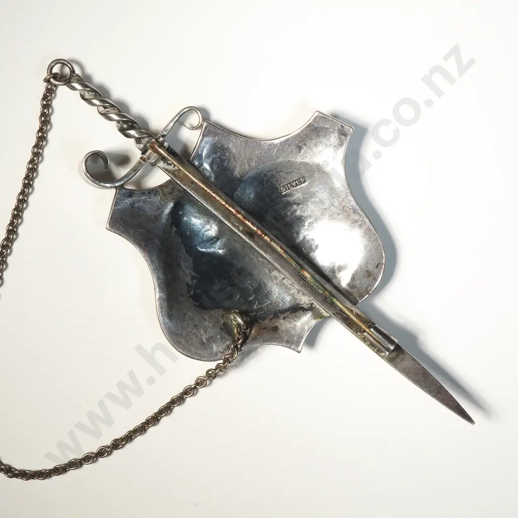 Impressive Patoni Silver Sword Brooch w LL Crest Image 1++