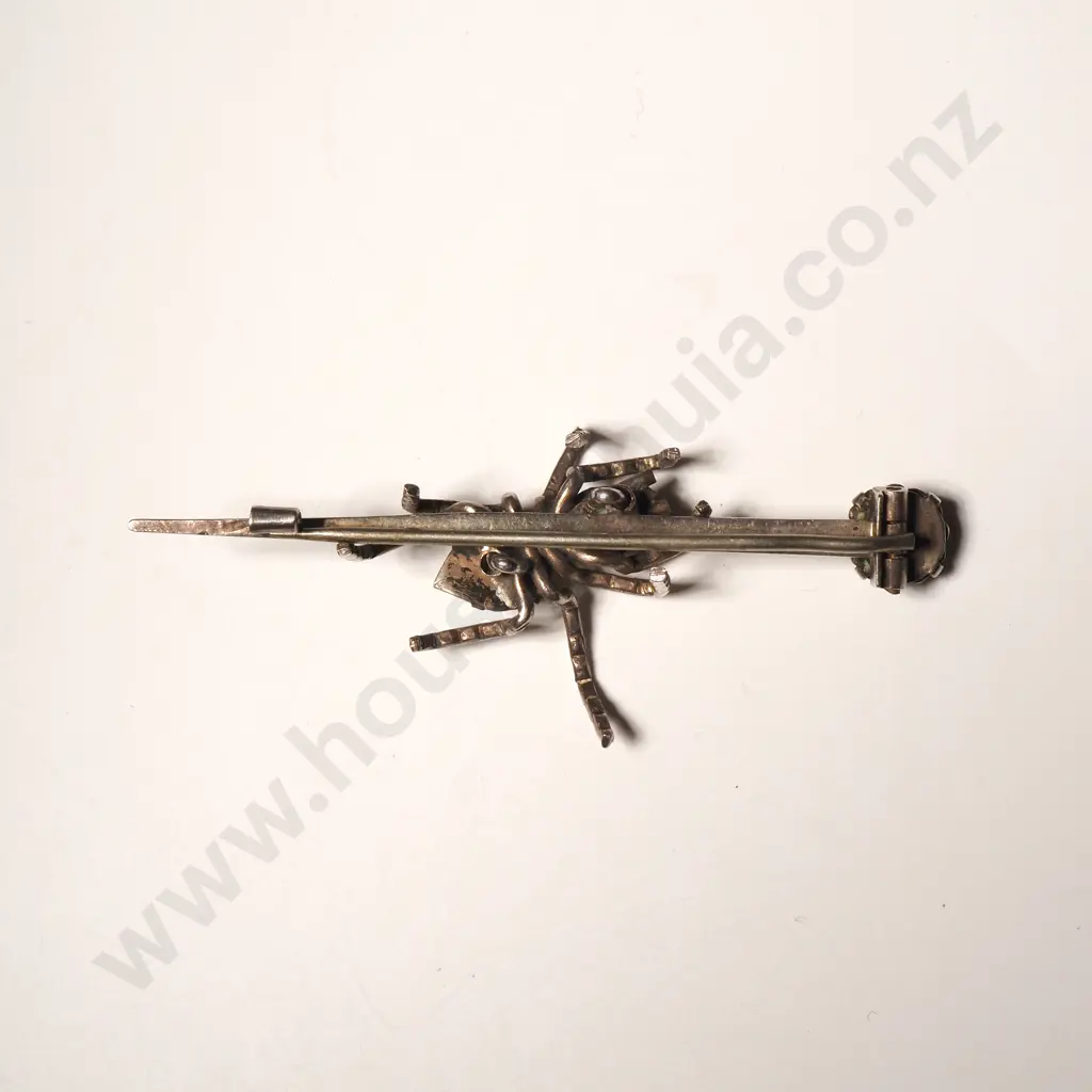 Vintage Sterling Silver Spider Brooch Image 1++