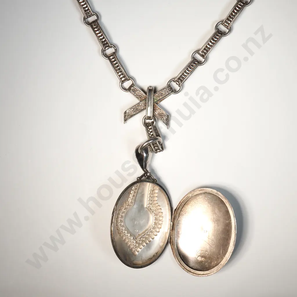 Impressive Antique Sterling SIlver Mayoral Chain Locket / Necklace Image 1++