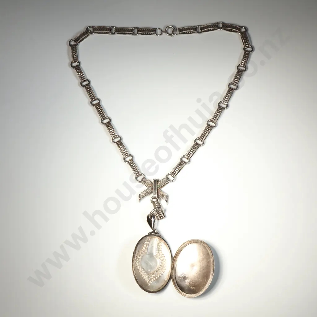 Impressive Antique Sterling SIlver Mayoral Chain Locket / Necklace Image 1++