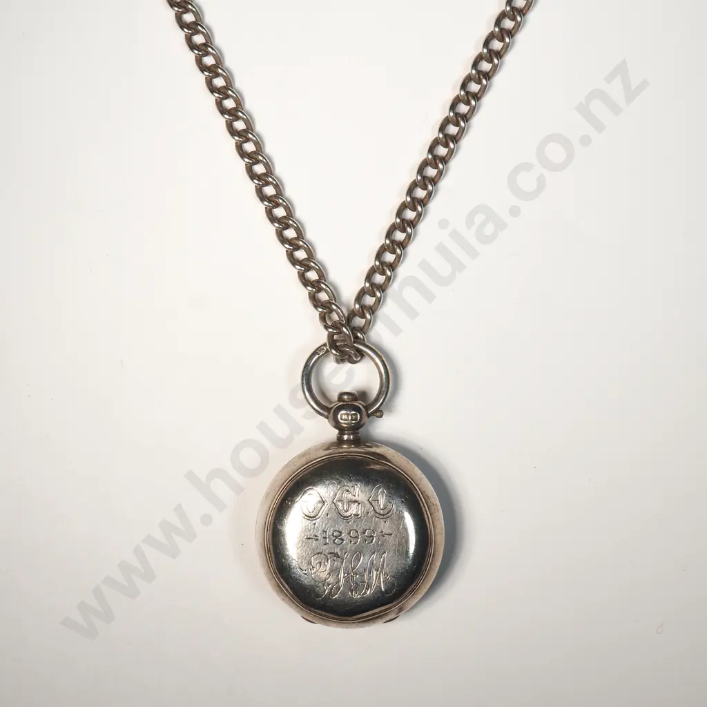 Sterling Silver Sovereign Case on Sterling Silver Chain w 1867 Half Sovereign Image 1++