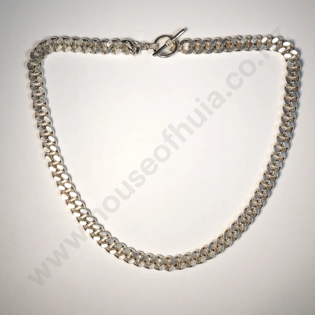 Substantial Sterling Silver Curb Link Necklace Image 1++