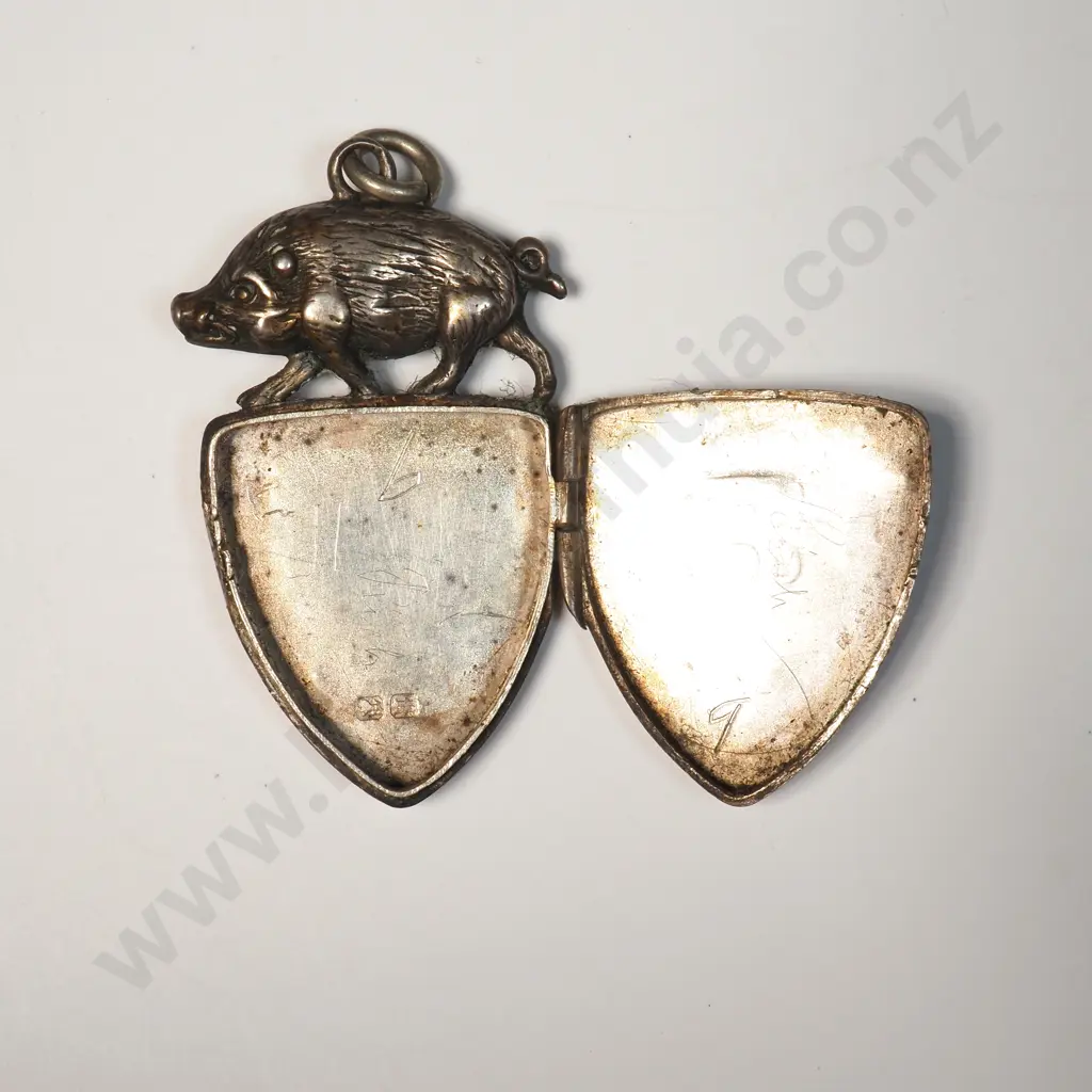 Sterling Silver Boer Topped Locket Pendant w English Hallmarks Image 1++