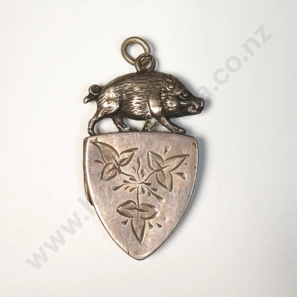 Sterling Silver Boer Topped Locket Pendant w English Hallmarks Image 1++