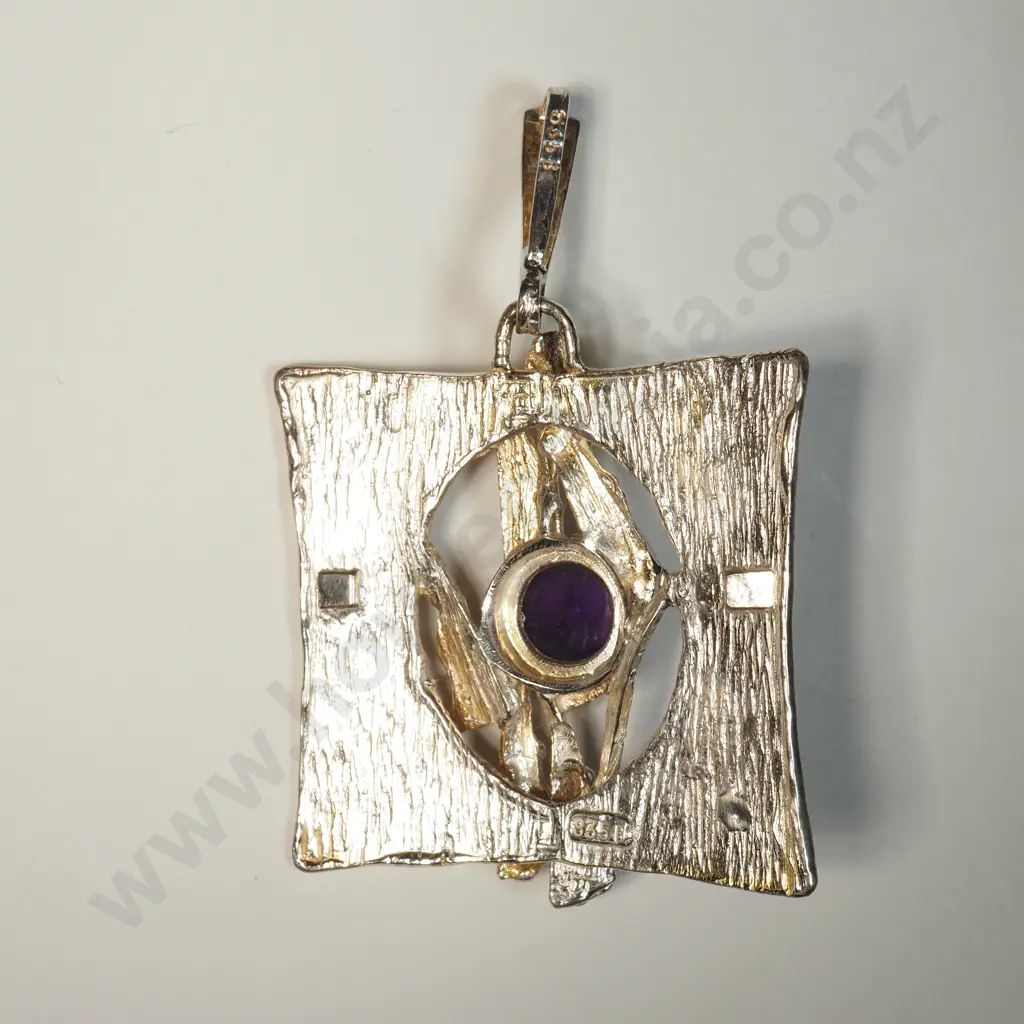 .835 1920's European Silver Amethyst Pendant Image 1++