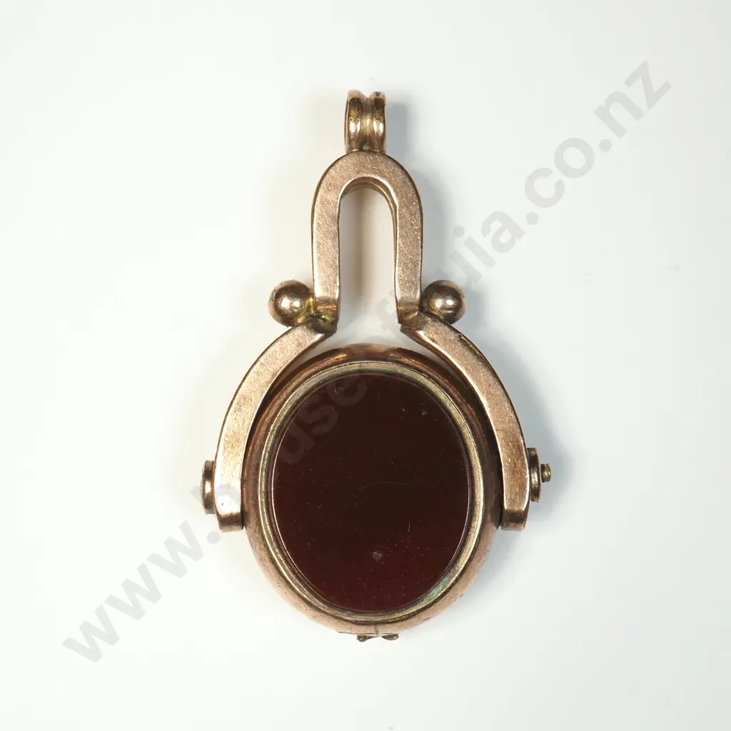 Antique Rolled Gold Bloodstone / Carnelian Spinner Pendant  Image 1++