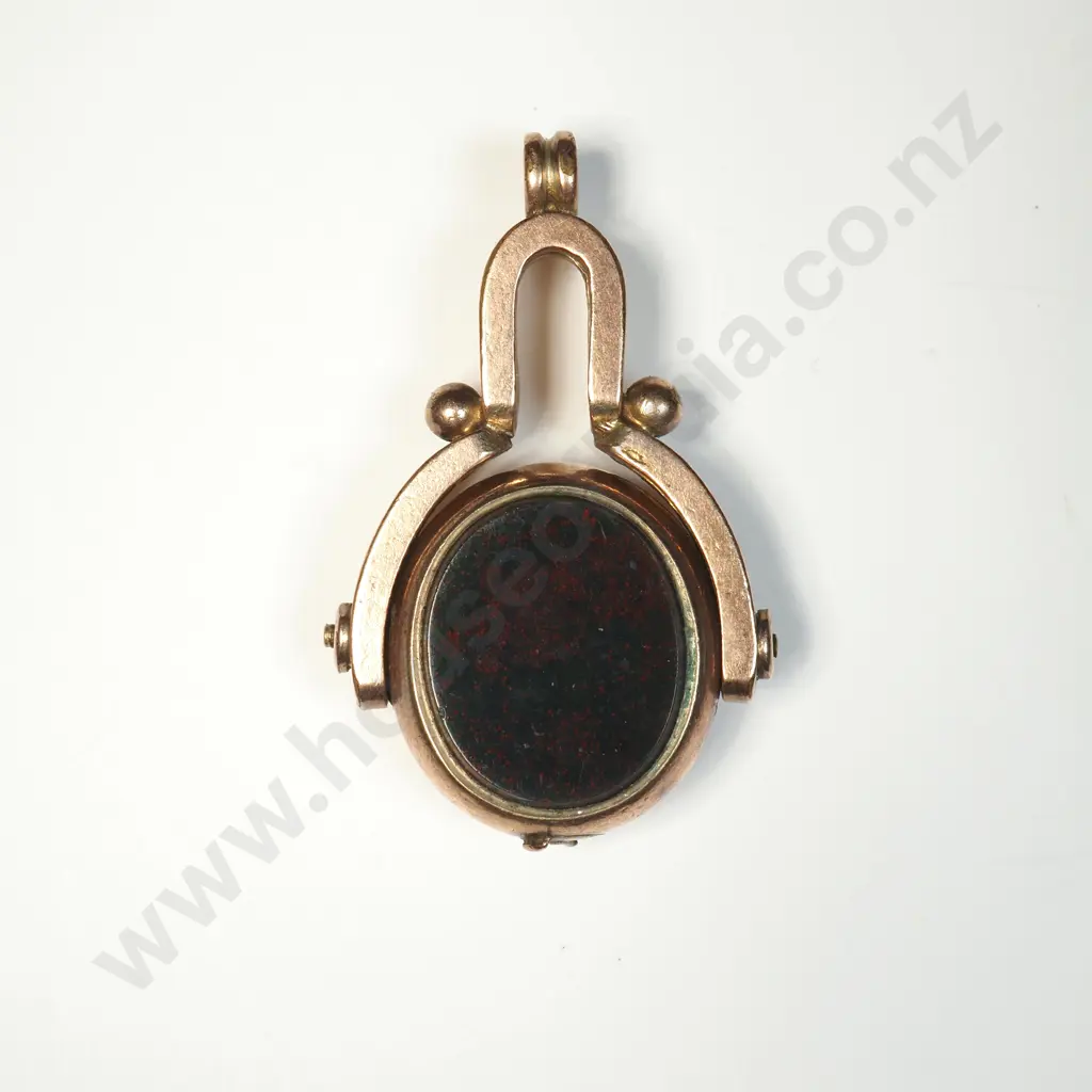 Antique Rolled Gold Bloodstone / Carnelian Spinner Pendant  Image 1++