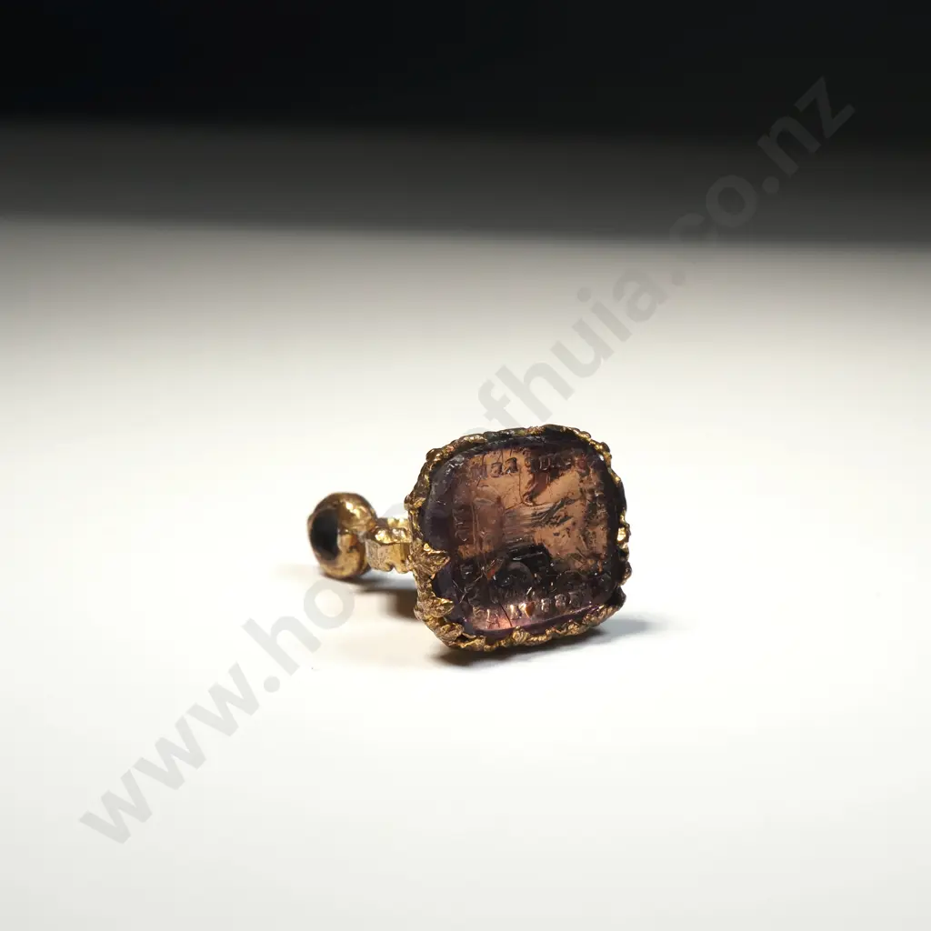 Ornate Rolled Gold Fob Seal "Time Passes but Friendship Remains" Carved on Bottom Stone Image 1++