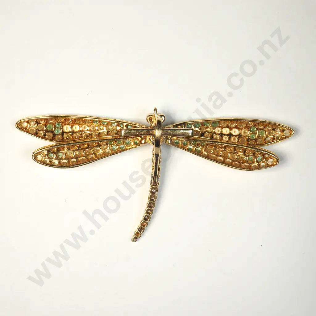 Impressive 18ct Gold & Diamond Dragonfly Pendant Image 1++