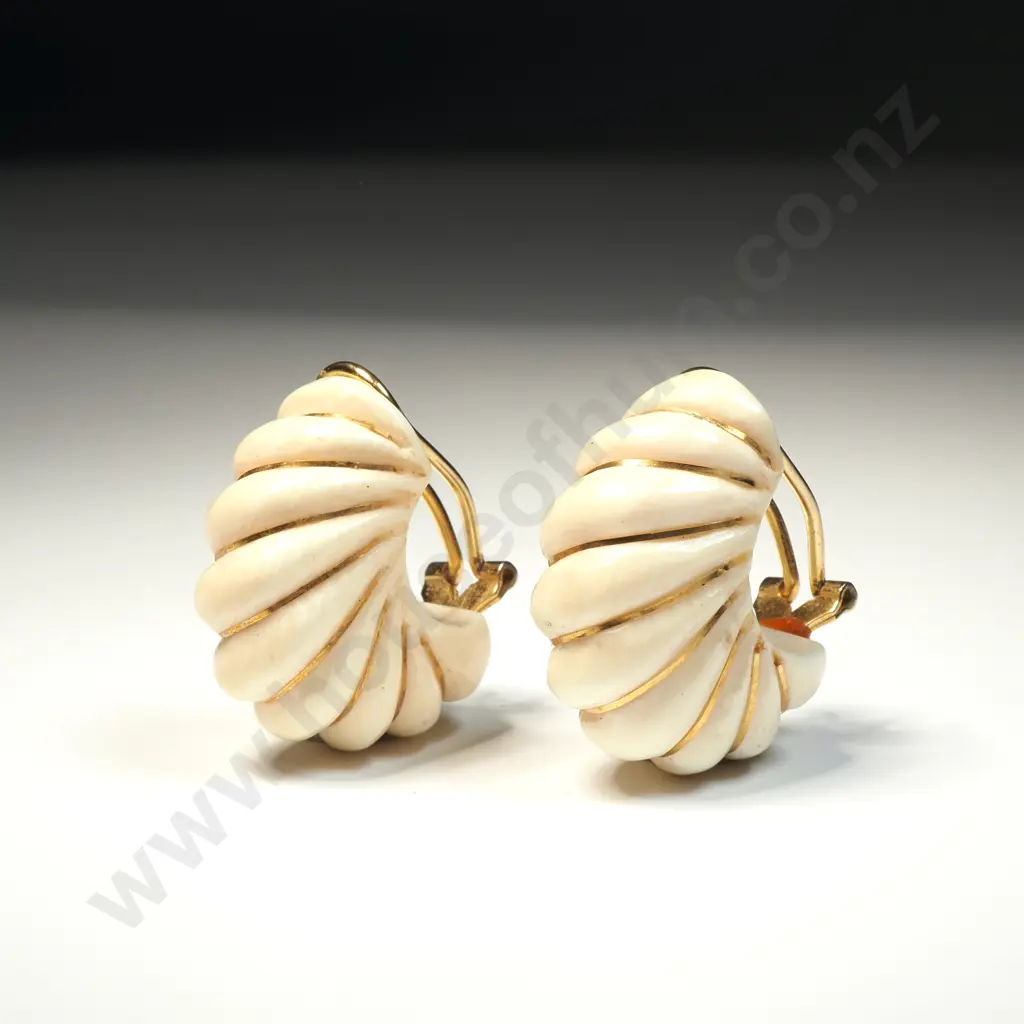 14ct Gold Ivory Earrings Image 1++