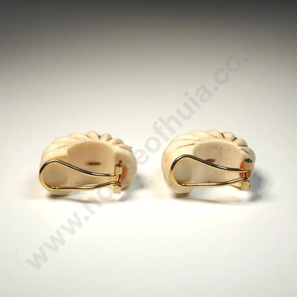 14ct Gold Ivory Earrings Image 1++