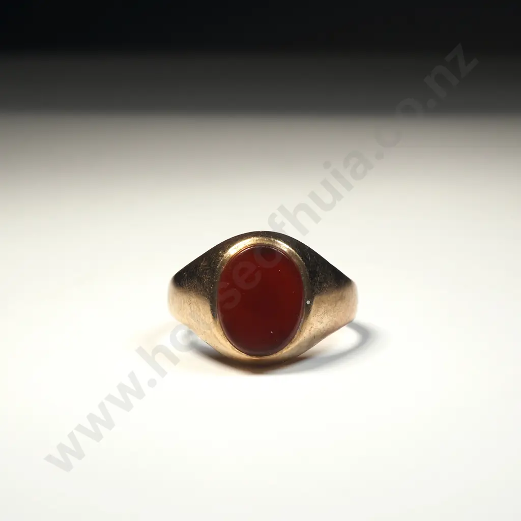 Antique 9ct Gold Carnelian Signet Ring Image 1++