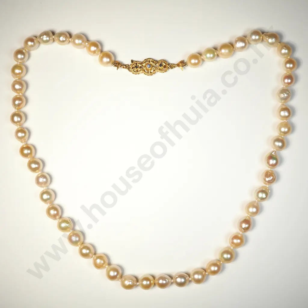Pearl Necklace w Gold Clasp Image 1++