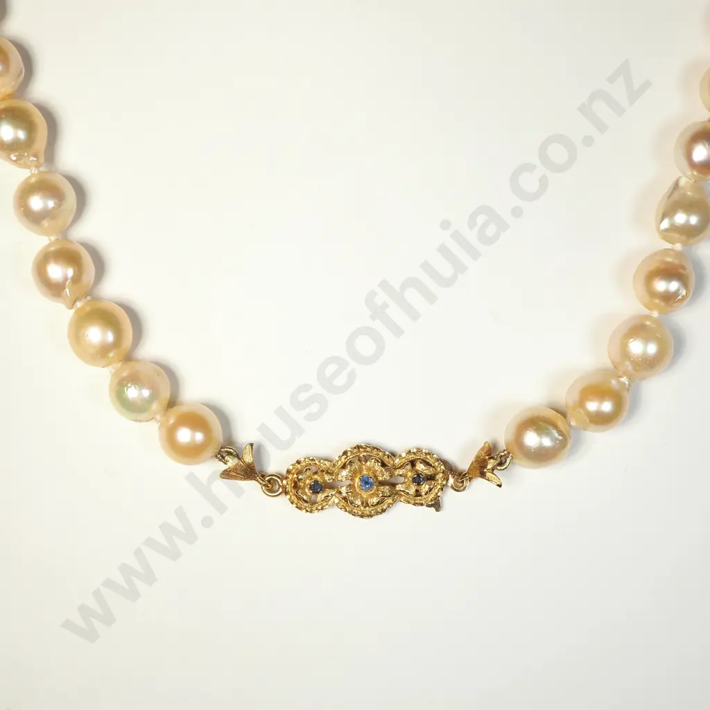 Pearl Necklace w Gold Clasp Image 1++