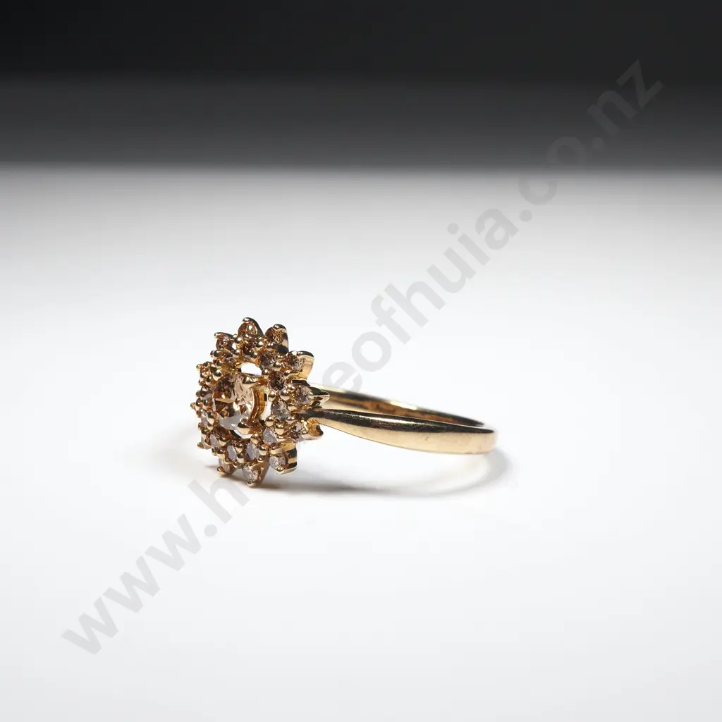9ct Gold Champagne Diamond Ring w English Hallmarks Image 1++