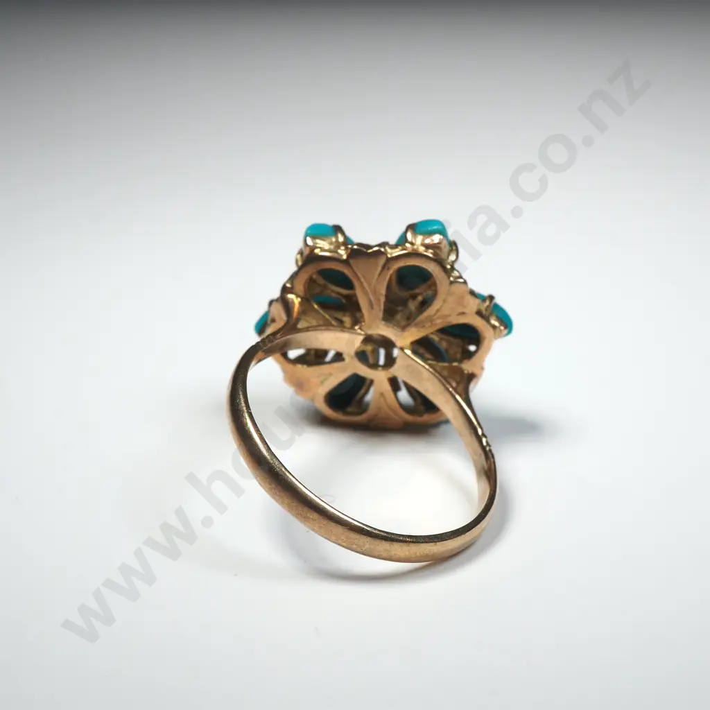 Vintage 9ct Gold Turquoise & Pearl Ring Image 1++