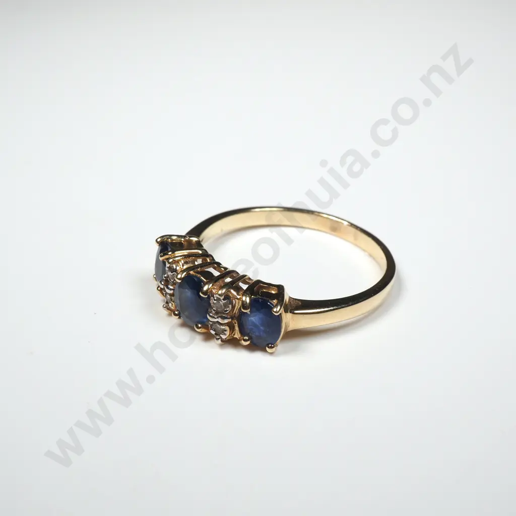 14ct Gold Sapphire & Diamond Ring Image 1++