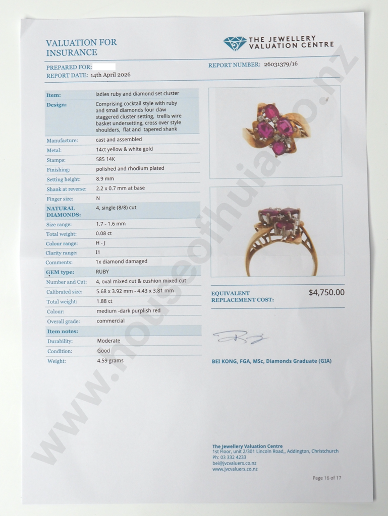 Vintage 14ct Gold Ruby & Diamond Ring w Valuation for $4,750 Image 1++