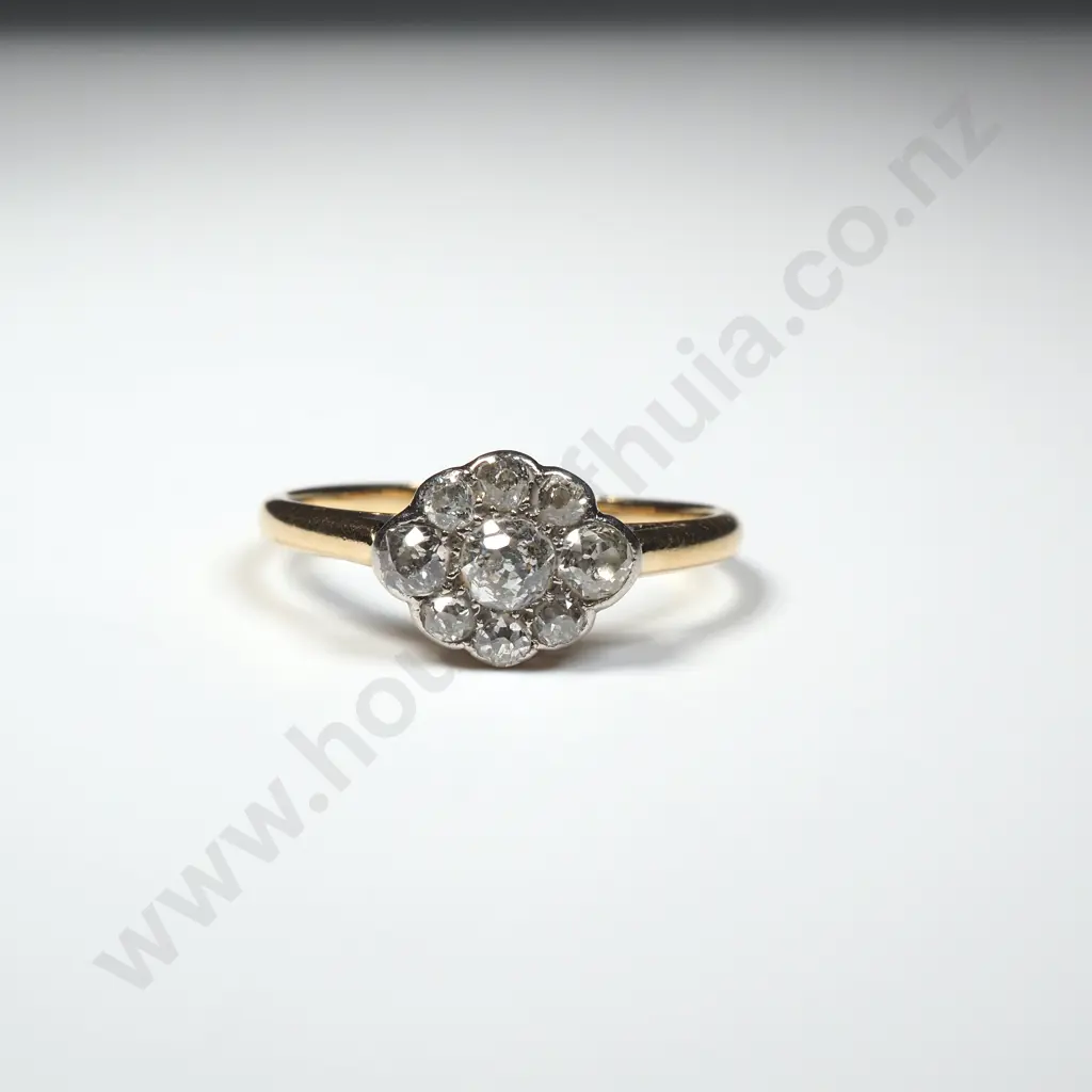 Antique 18ct Gold Diamond Cluster Ring w Valuation for $2,475.00 Image 1++