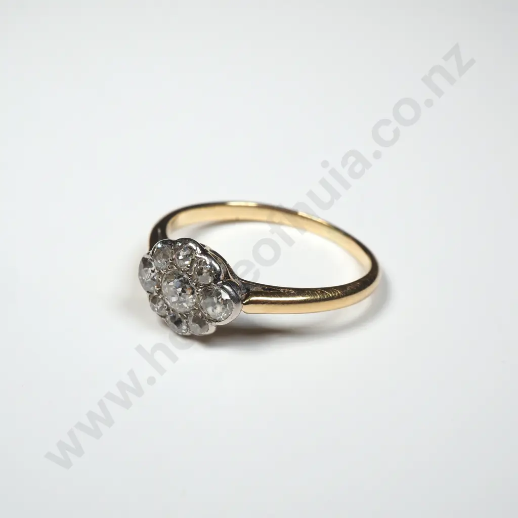 Antique 18ct Gold Diamond Cluster Ring w Valuation for $2,475.00 Image 1++