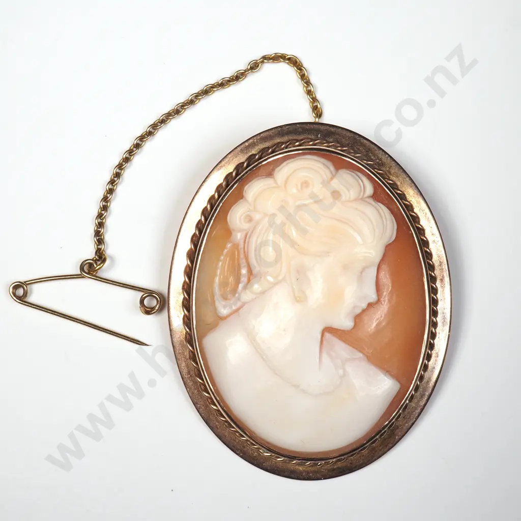 9ct Gold Cameo Brooch Image 1++
