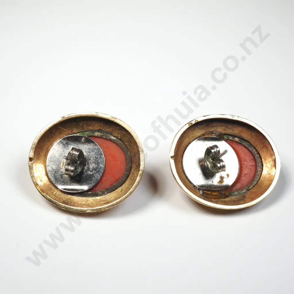 Antique 9ct Gold Coral Earring & Brooch Set Image 1++