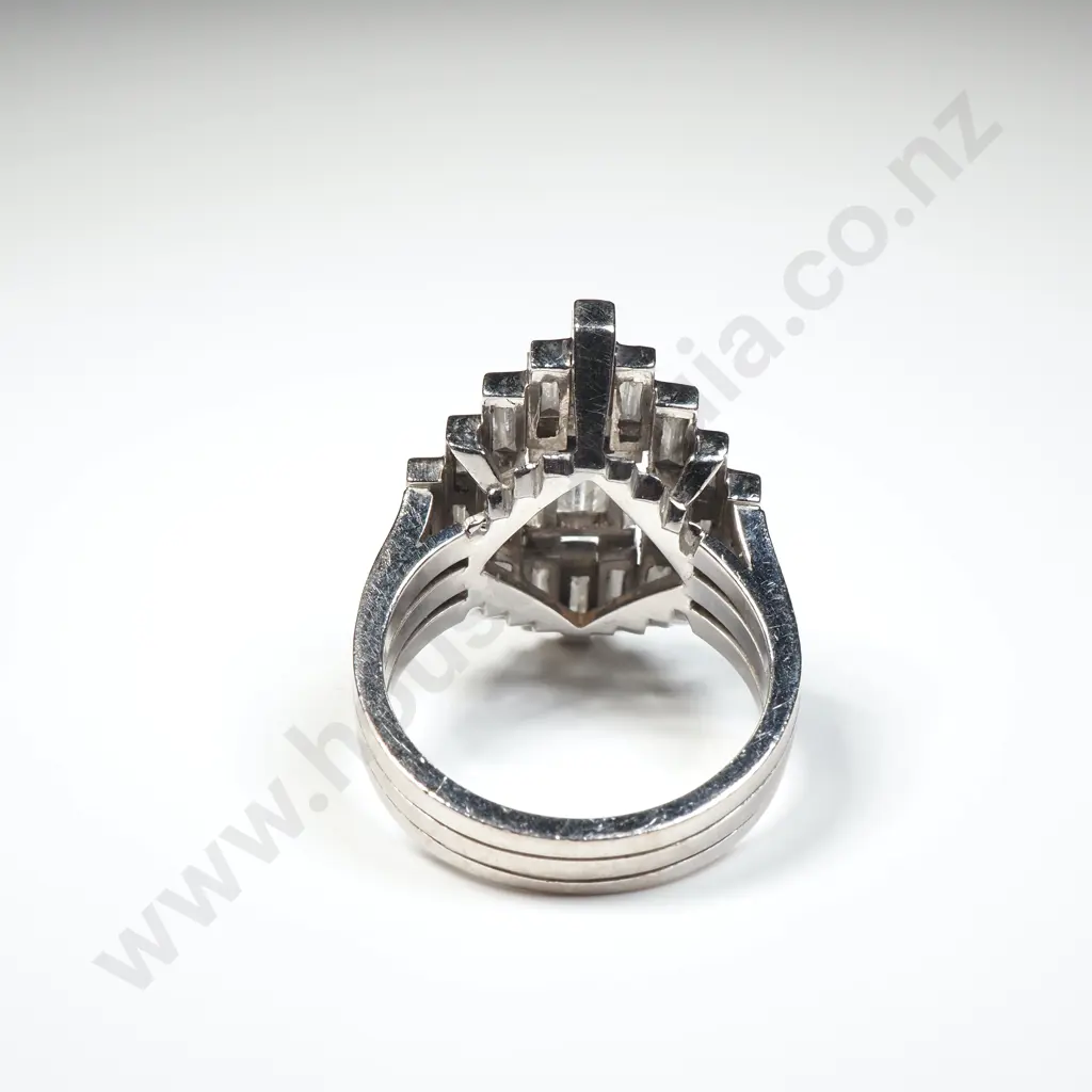 18ct White Gold Baguette Diamond Manhattan Ring w Valuation of $35,800.00 Image 1++