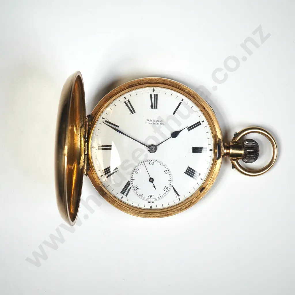 18ct Gold Baume Longines Gents Hunter Case Pocket Watch Image 1++