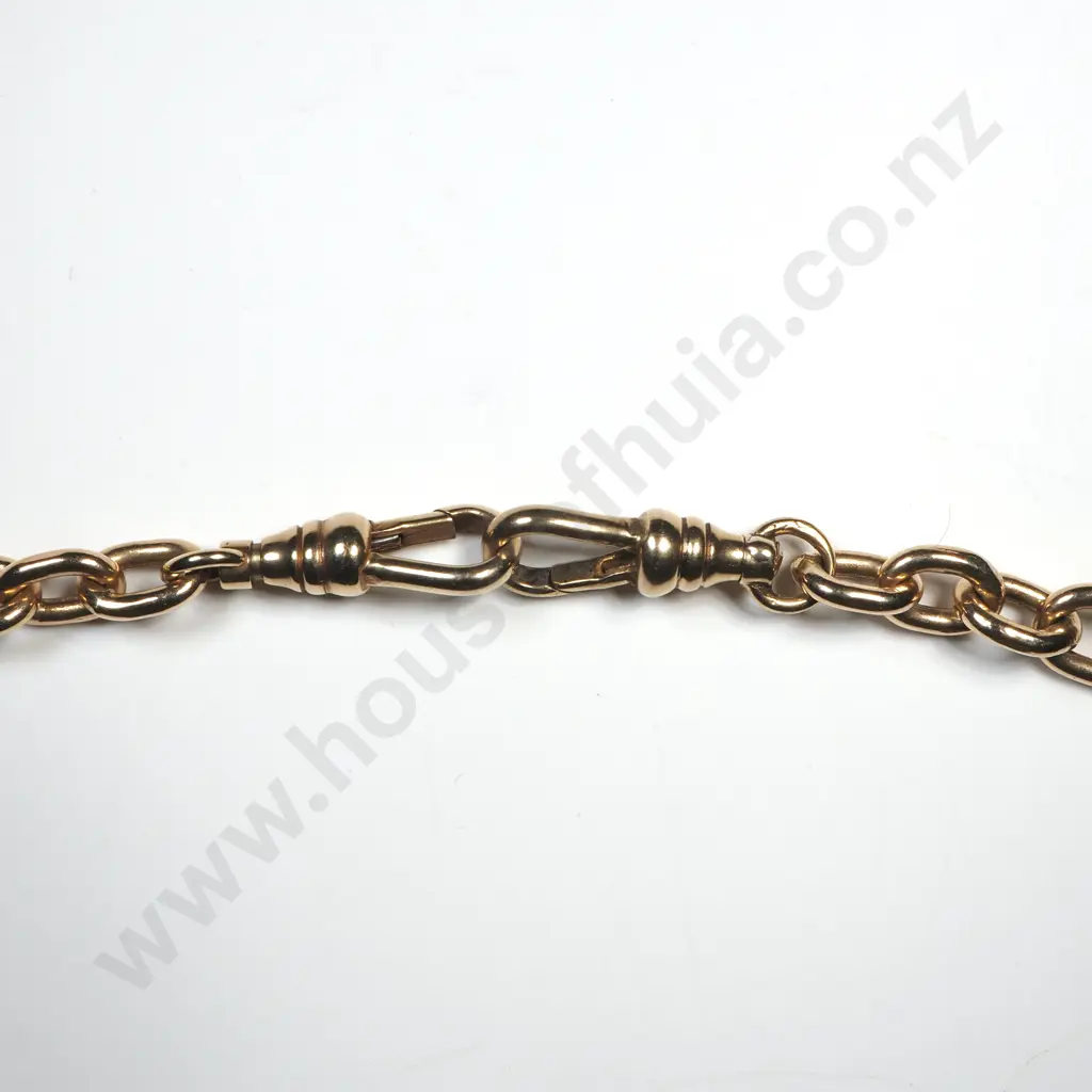 9ct Gold Rail Link Fob Chain & T Bar Necklace Image 1++