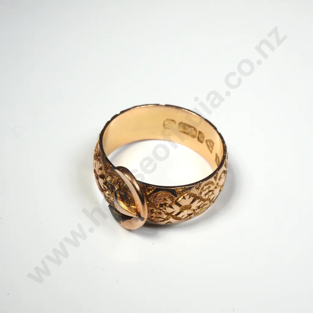 Antique 9ct Gold Buckle Ring w English Hallmarks - As New Image 1++