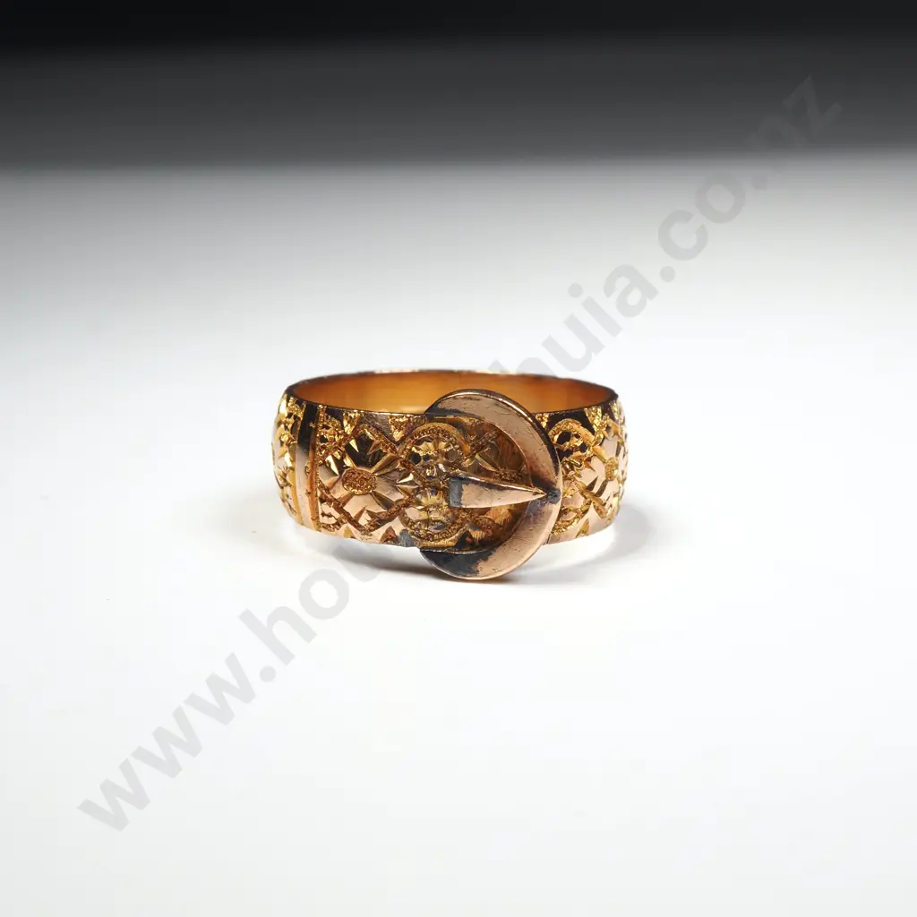 Antique 9ct Gold Buckle Ring w English Hallmarks - As New Image 1++