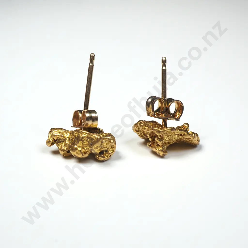 Pair of New Zealand Gold Nugget Earrings Image 1++
