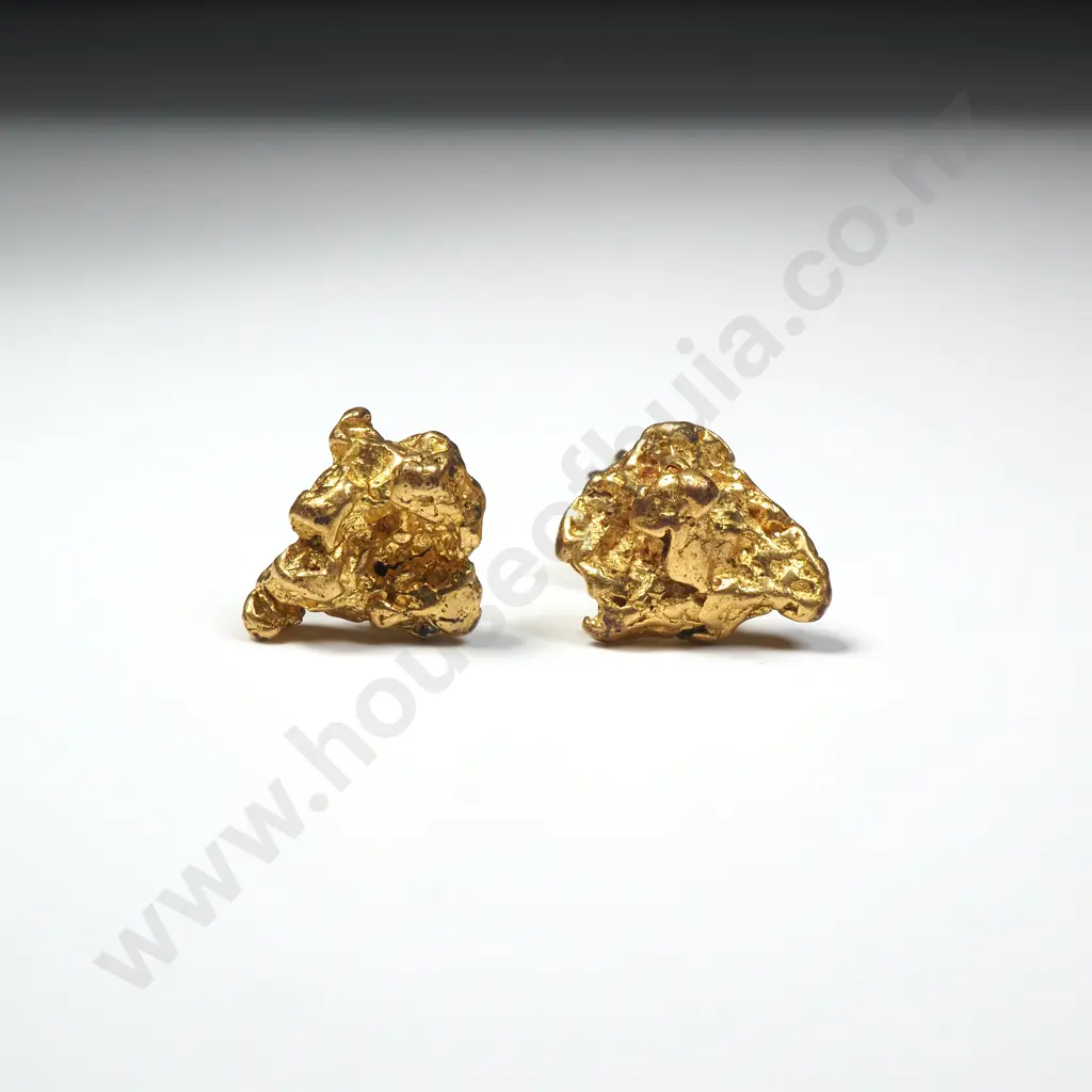 Pair of New Zealand Gold Nugget Earrings Image 1++