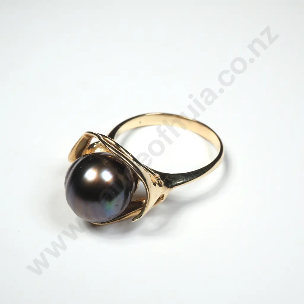 14ct Gold Tahitian Pearl Ring w Valuation Image 1++