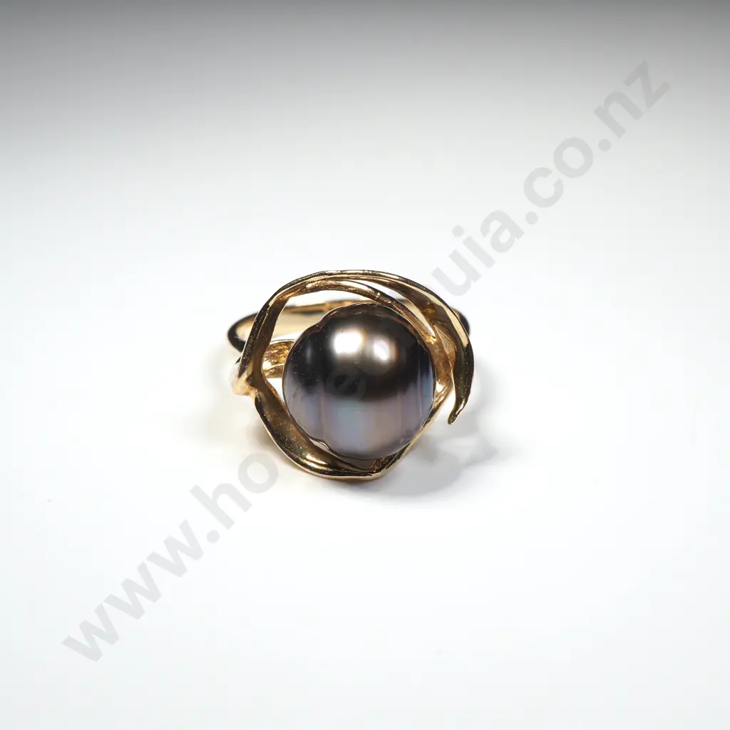 14ct Gold Tahitian Pearl Ring w Valuation Image 1++