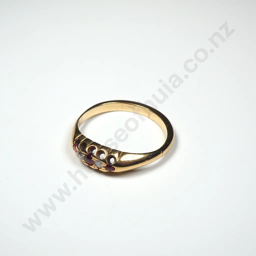 Antique 18ct Gold Diamond & Ruby Ring Image 1++