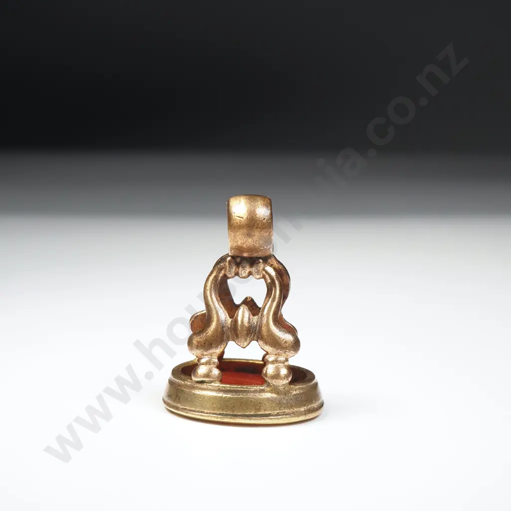 Rolled Gold Carnial Fob Seal w Dog Image 1++