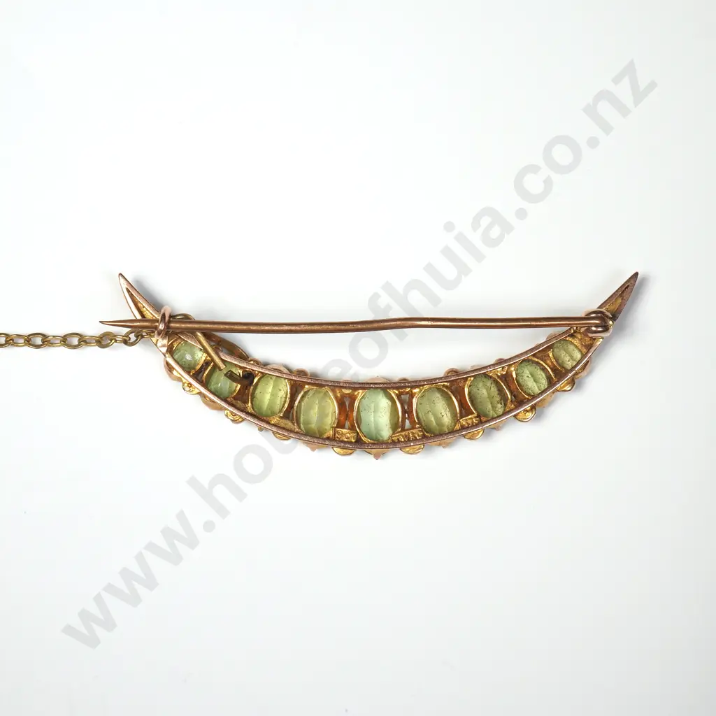 9ct Gold Green Gem Edwardian Brooch Image 1++