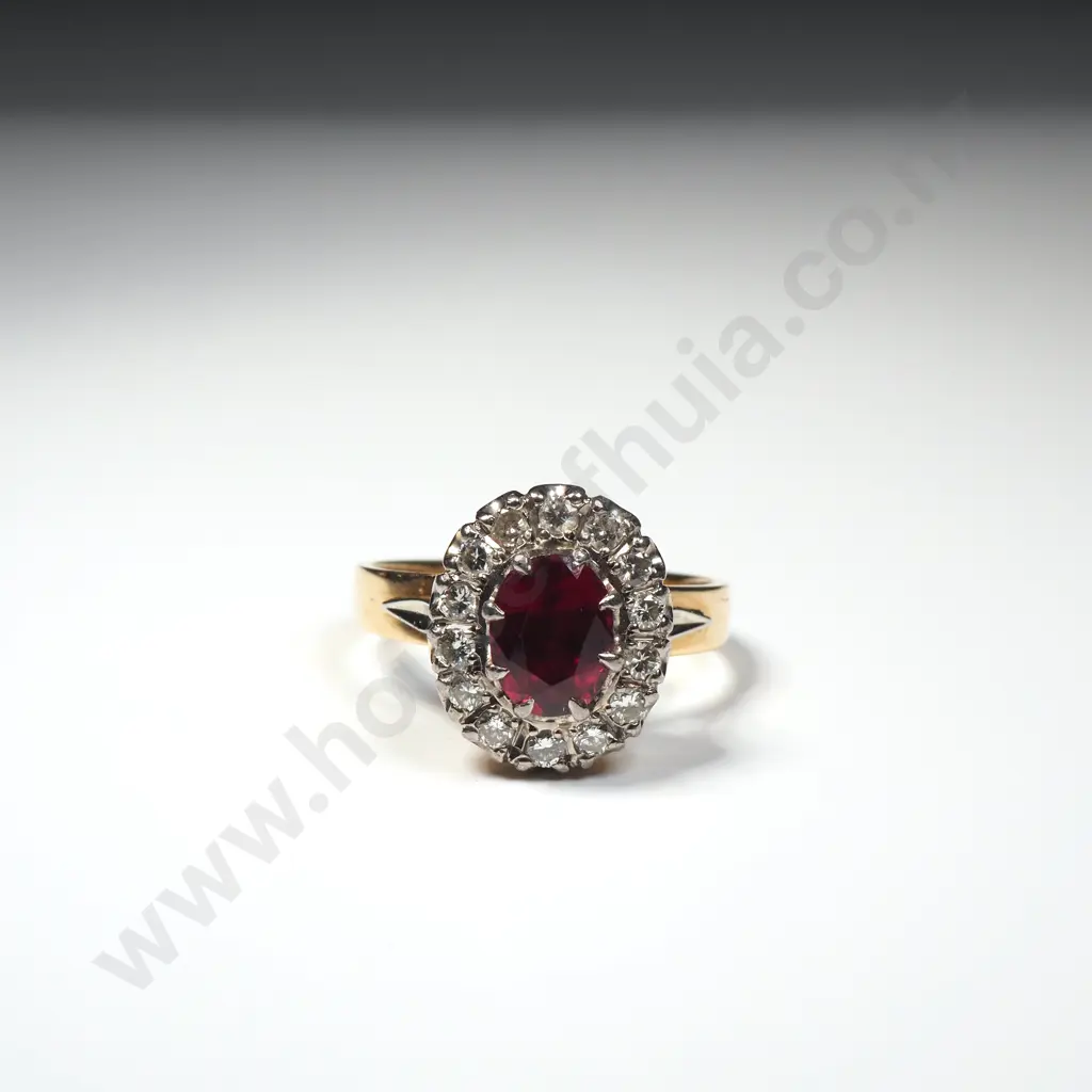 18ct Gold Ruby Diamond Ring Image 1++