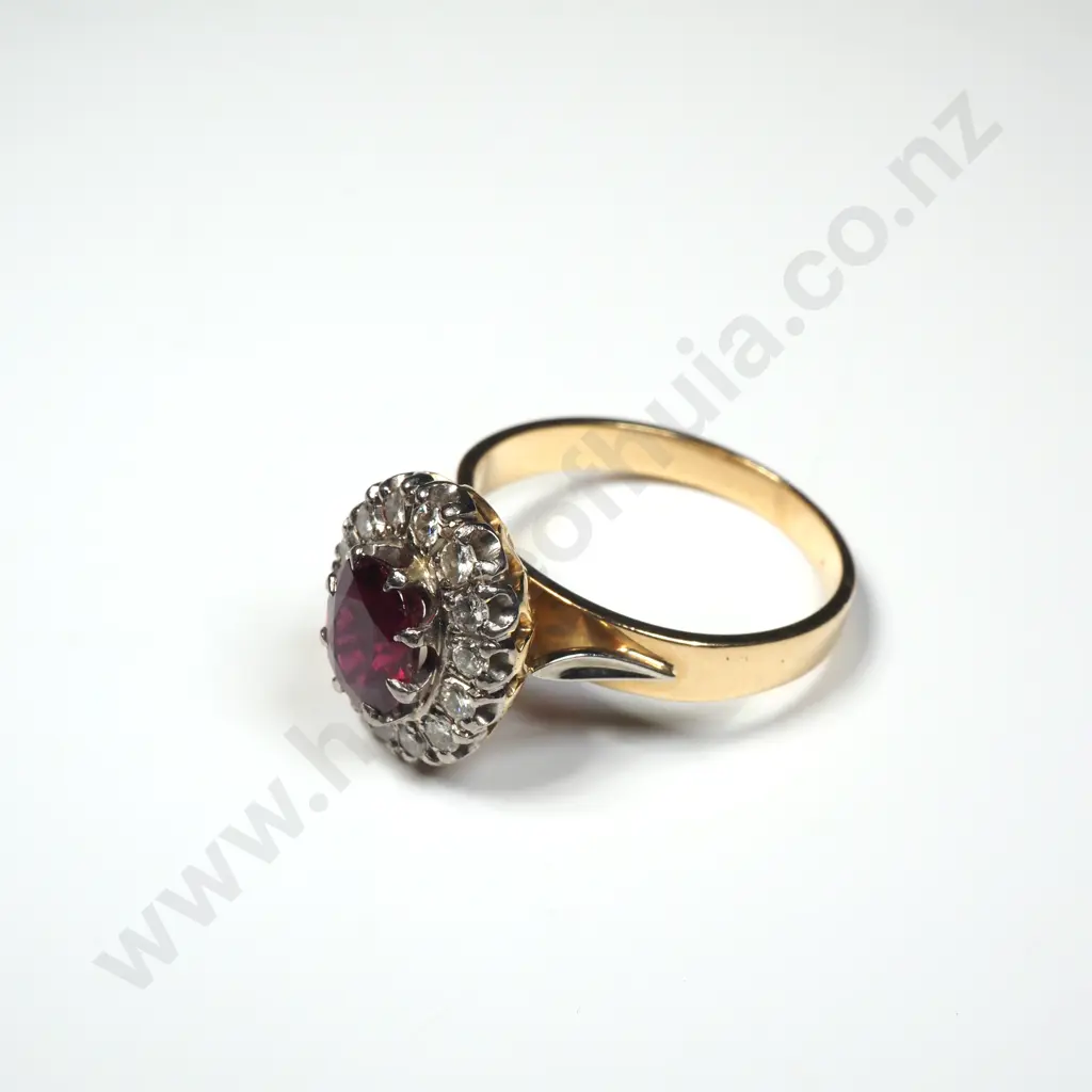 18ct Gold Ruby Diamond Ring Image 1++