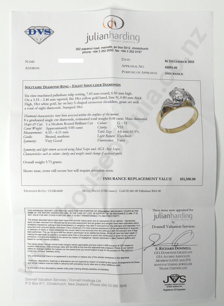 Impressive 18ct Gold .84 Carat Diamond Ring w Valuation for $11,500.00 Image 1++