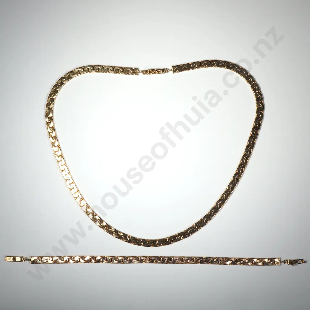 Matched Pair of 9ct Gold Italian Necklace & Bracelet w Valuation for $3,800.00 Image 1++