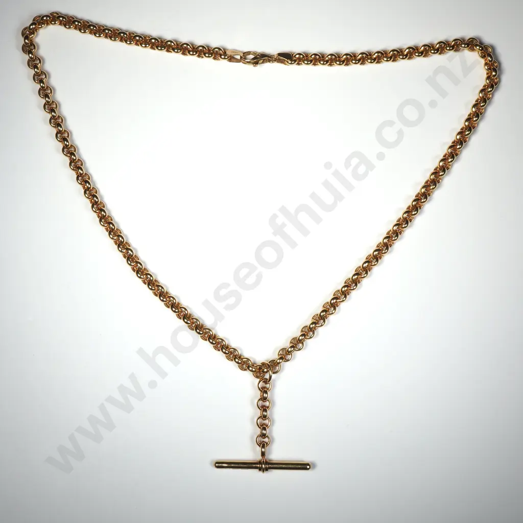 Italian 9ct Gold Belcher T Bar Necklace Image 1++